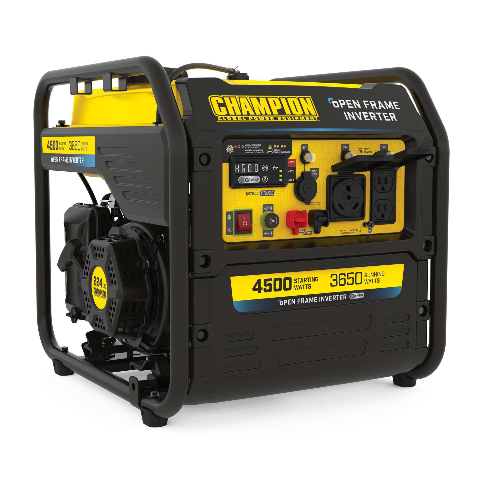Champion Power Equipment 4500-Watt Open Frame Inverter Generator — 224cc, 64dBA, CO Shield, Quiet Technology, Model# 201320